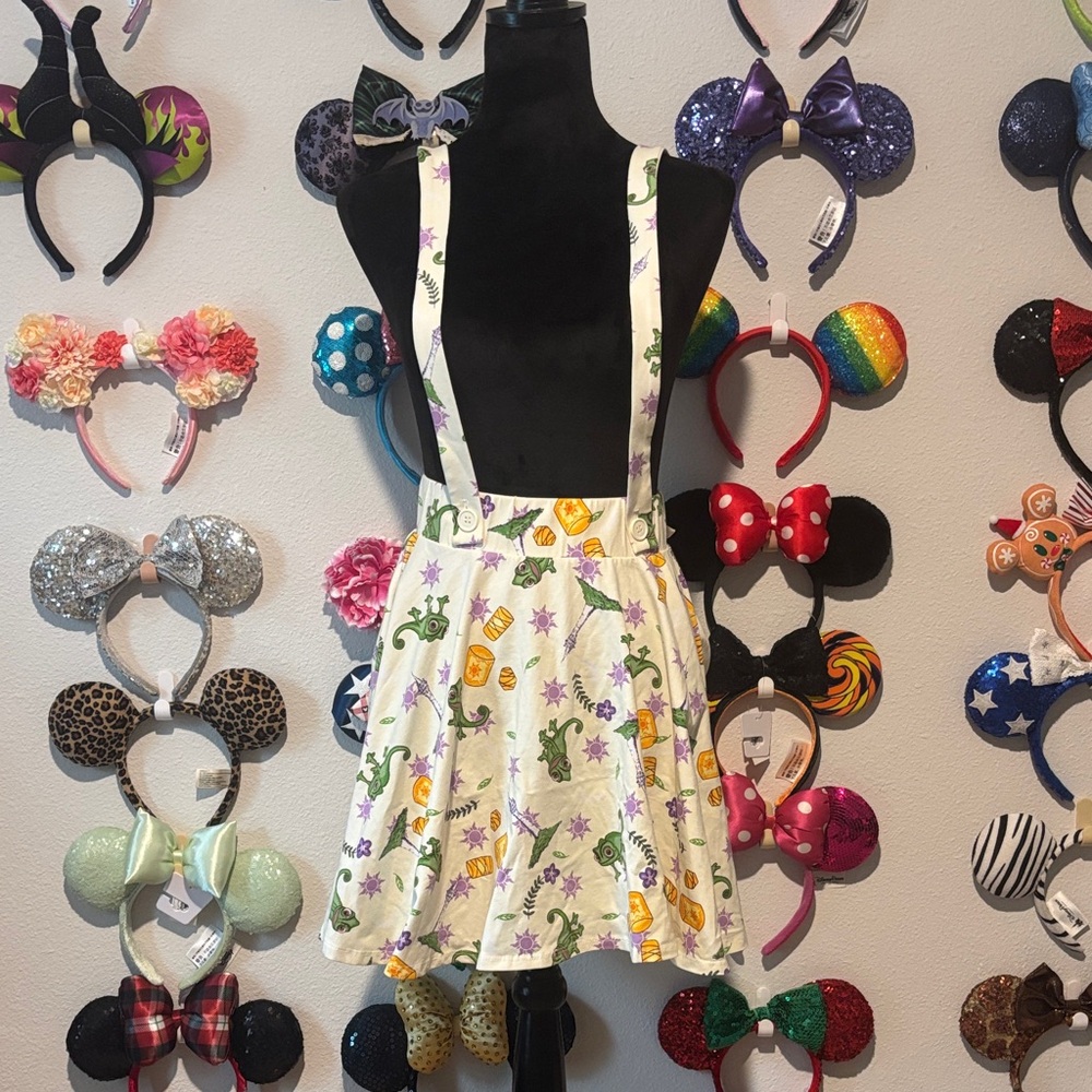 Disney Rapunzel Cream Skirt with Green Chameleon and Purple Floral Print
